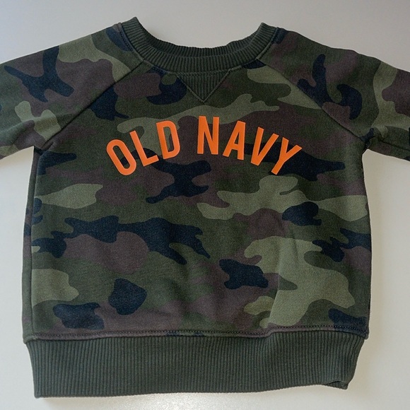 Old Navy Toddler Camo Sweatshirt with Orange Logo - Picture 2 of 6